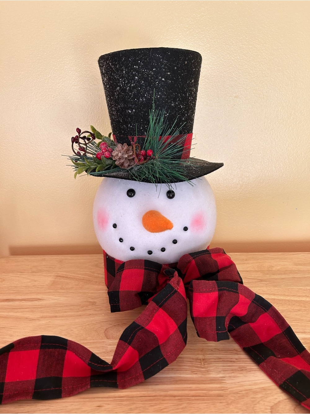 Snowman tree topper with scarf